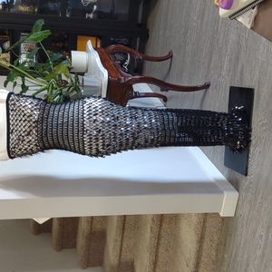 Rare knitted leaf sequined dress and shell